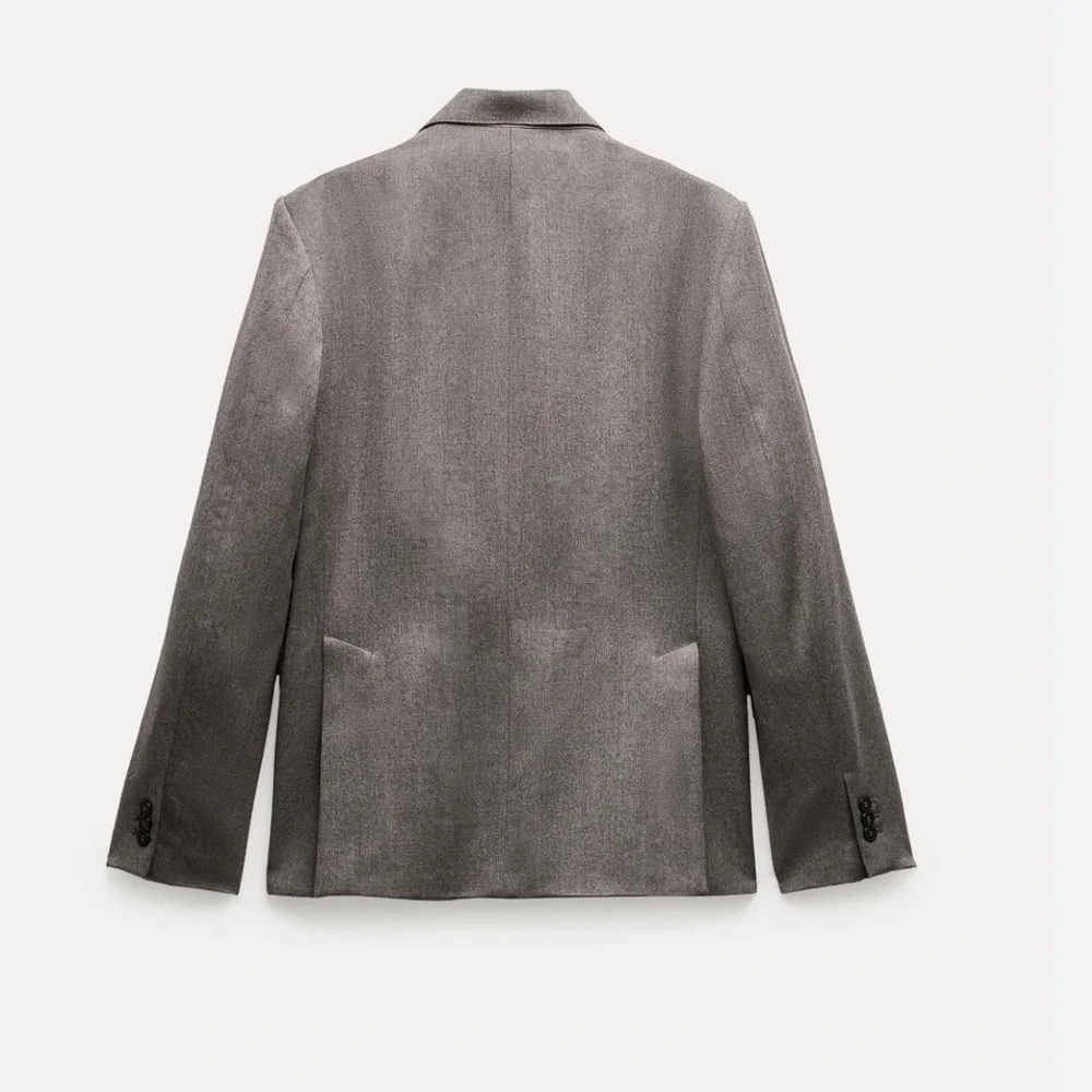 Zara Taupe Gray Double Breasted Wool Blazer Coat ZW Collection NWT - Picture 8 of 16